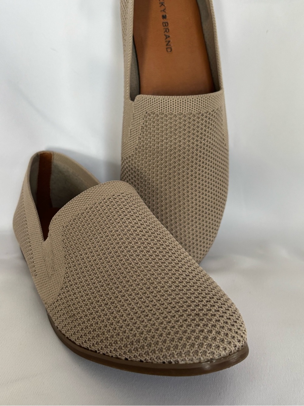 Lucky Brand Women's Knit Slip-On Loafers in Beige